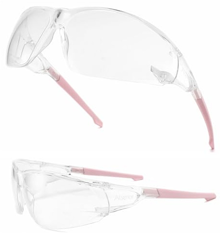 Alsenor Anti Fog Goggles Wrap-Around Shooting Safety Glasses Blue Light Blocking Protective Eyewear ANSI Z87 Cycling Glasses (Pink)