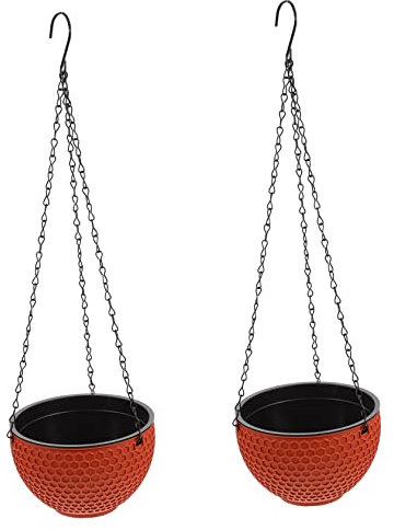 BCOATH 2stücke Hängende Blumenampeln Robuste Blumentöpfe Aus Kunststoff Ziegelrot Für Drinnen Und Draußen Mit Hoher Tragfähigkeit Und Elegantem Design Für Balkon Und Garten