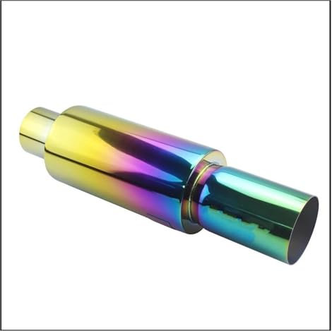 Auspuffrohr Universelle Auto-Auspuffrohr-Schalldämpfer, Heck-Racing-Schalldämpfer, 2 2,5 Bis 3 Blau-Silberne Edelstahl-Auspuffanlagen Auspuff Endrohr(Colorful 51MM)