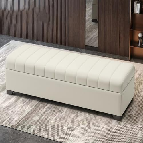 Banco Tapizado Con Espacio De Almacenamiento,Banco Zapatero,Banco De Entrada, Banco De Almacenamiento De Zapatos,Baul Almacenaje Dormitorio,Reposapies Sofa,adecuado Para Pasillo, Salón(Creamy white,L4