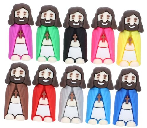 Zerodeko Winzige Jesus-Dekoration 10 Stück Mini-Jesus-statuen PVC Christliche Wohnkultur Ostern Jesus-Spielzeug