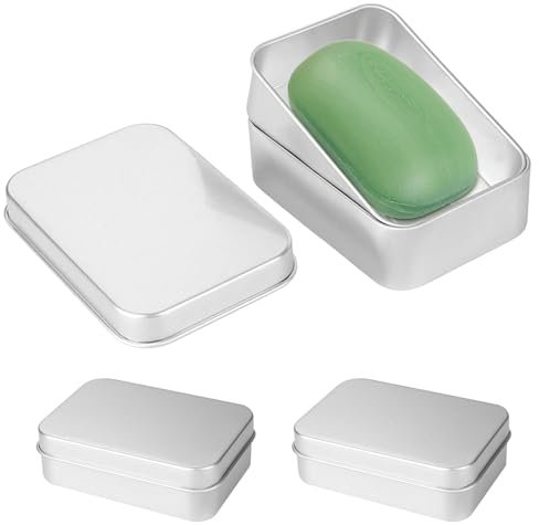 Seifendose Reise aus Aluminium, 2 Stück Seifenbox mit Abtropfgitter, Seifendose Wasserdicht zum Reisen, Festes Shampoo Aufbewahrung, SeifenbehäLter für Hause, Reisen