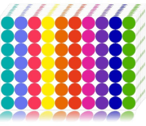 Bangbobi Klebepunkte Bunt 1400 Stück, 10 Farben Markierungspunkte, Aufkleber Punkte Farbig, Runde Aufkleber, Bunte Klebepunkte
