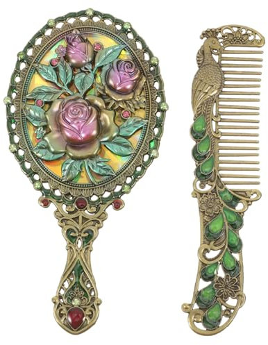 Alipis Vintage Handspiegel Mit Kamm Militargrün Verschleißfester Kosmetikspiegel Tragbar Für Make-up Und Alltag Leichtes Kompaktes Design Mit Ergonomischem Griff Für Damen Und Mädchen