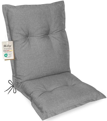 Herlag Niedriglehner-Gartenstuhlauflage AVA Sun-Guard 103x50x9cm | Extra Dicke Sitzauflage 9 cm | Niederlehner-Polsterauflage mit Deluxe-Komfort | Öko Tex 100 | 1 Polster | Silber