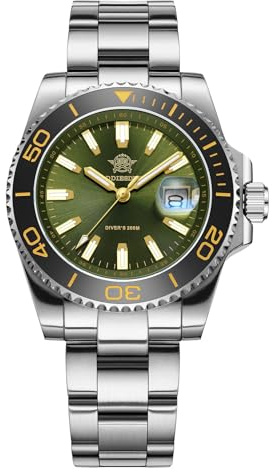 ADDIESDIVE Reloj de Buceo para Hombre de Cuarzo 41mm BGW9/C3 Luminoso Bisel unidireccional de cerámica 200m Reloj analógico Brazalete de Acero Inoxidable AD2510