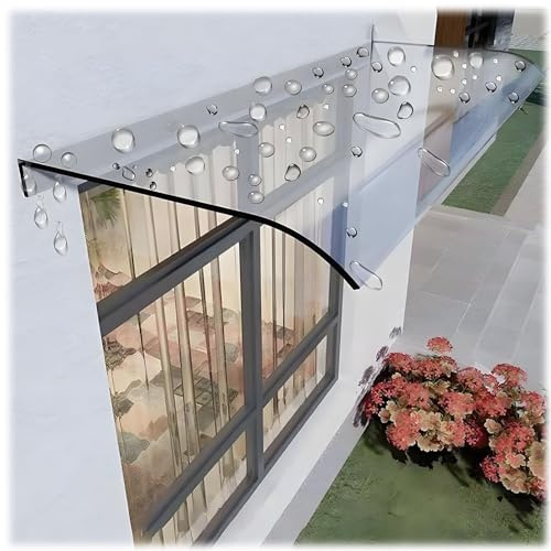 Auvent de Porte pour Extérieur, Transparent Auvent de Pluie Terrasse/véranda, Abri Invisible pour Fenêtre Marquise de Porte UV Protection 80/150/160/230/380cm