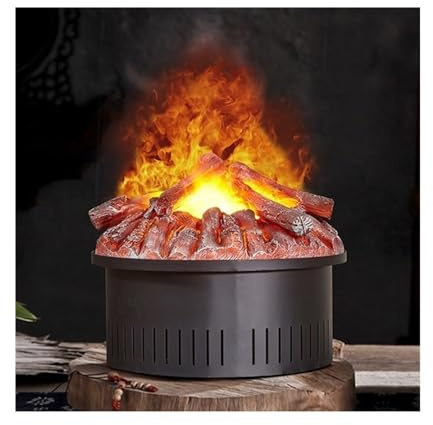 Zhaoj24-05 Decorative Fireplaces 17.7 Round Atomizing Fireplace with Remote Control, 3D Flame Simulation Charcoal Decorative Electric Fireplace Insert