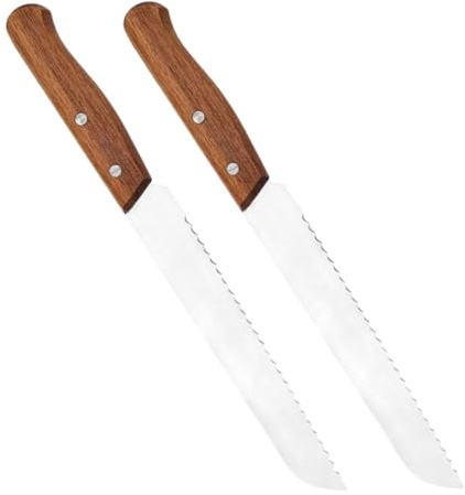 Cabilock 2 pièces Couteau Manche Acier Inoxydable Lame Dentelée pour Trancher Artisanal Baguette et Sandwich Découpe Précise et Facile pour Pâtisserie et Cuisine
