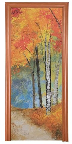 Ölgemälde Spinney, Herbst, rote Türdekoration, 89 x 200 cm, Party-Banner, Hintergrund, Urlaubsparty-Zubehör, Größe M