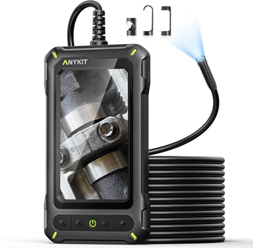 Anykit Endoscope Camera with Light, 1080P Industrial Endoscope Camera with 0.3 Slim Probe, 4.3” HD Screen Snake Cam, 16.5 FT Semi-Rigid Cable Bore Scope for Pipe, Engine, Inside Wall IP67 Waterproof