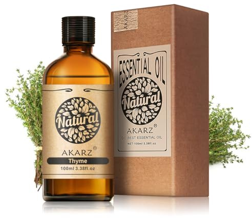AKARZ 100ml Thyme Essential Oil - Pure & Natural Aroma Oil for Diffusers, Room Fragrance & Aromatherapy