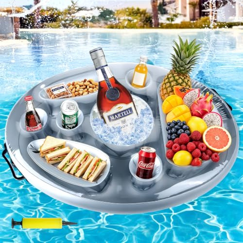 BARAKYEG Posavasos Piscina,Bandeja Inflable,Bandeja Flotante para Piscina,portavasos Piscina 8 Agujeros para Verano SPA Playa Piscina Fiesta