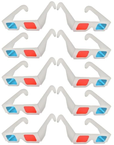 LOORGVEL 10 Stück 3D filmbrillen Rot Blau aus Papier für Zuhause – 3D Brillen zum Ansehen von Filmen