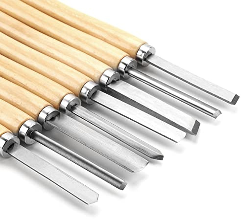 CHICIRIS Juego de Cinceles para Torno de Madera, 8 Piezas de Herramientas de Torneado de Madera para Carpintería con de y Hoja de Acero, para Carpinteros Talladores Artistas