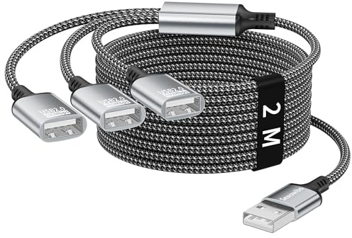 Splitter USB da 1 a 3,cavo splitter USB da 2m,1 maschio a 3 femmine,distributore USB 2.0 per trasferimento dati e ricarica,compatibile con dispositivi USB,hub,PC,laptop,Mac,PS4/5,tastiere,mouse