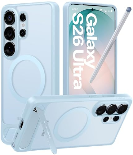 TORRAS Ostand L1 for Samsung Galaxy S26 Ultra Case - [Durable Titanium Stand], Magnetic Compatible with MagSafe, Military Grade Shockproof for Samsung S26 Ultra case - Light Blue