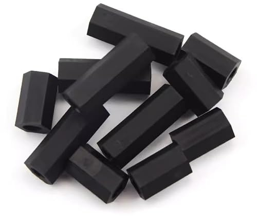 XIANGGUA M6 Black Spacing Screws, Hex Nylon Standoff Spacer Column Flat Head, Double Pass Nylon Plastic Screws(40mm)