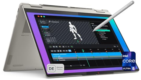 Lenovo Yoga 7 2-in-1 Laptop, Intel Core Ultra 5 226V, 16 GB LPDDR5 RAM, 1 TB PCIe SSD, 14 WUXGA OLED Multitouch Display, Yoga Stift (Seashell) Deutsches Tastatur-Layout, W11 Home, Seashell