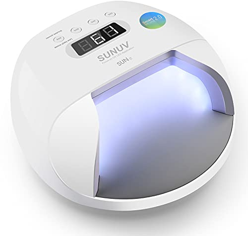 SUNUV UV Led Nail Lamp UV Light for Gel Nails with Double Power Design,4 Timer Setting, LCD Display,Painless Curing,Over-Temperature Protection SUN7