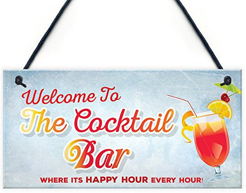 Red Ocean Welcome To Cocktail Bar Novelty Hanging Plaque Pub Bar Garden Sign Friendship Gift