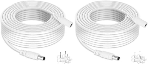 Tonton Verlängerungskabel 8M, DC 5,5mm x 2,1mm Netzteil Adapter DC Verlängerung Kabel, 5521 Strom Anschlusskabel für Überwachungskamera, IP-Netzwerkkamera, DVRs, LED Strip usw. Weiß 8M (2er Pack)