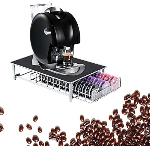 KingSaid Kapselschublade zur Aufbewahrung von 60 Kapseln Kapselhalter Schublade Kaffeekapselhalter Kapselspender Halter Kapselständer Kaffeekapseln Schubladenbox mit Anti Vibration rutschfeste