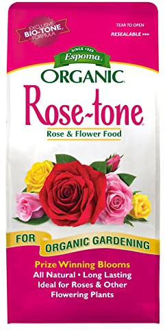 Espoma Organic Rose-Tone 4-3-2 Organic Fertilizer for All Types of Roses and Other Flowering Plants. Promotes Vigorous Green Growth and Abundant Blooms. 4 lb. Bag - Pack of 2