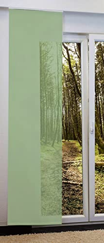 Mass-Gardinen-Shop Schiebegardinen nach Maß, Halbtransparent, Store Webstore, Raumteiler, Flächenvorhang, Maßanfertigung, inkl. Laufwagen und Beschwerungsstange (H:160cm x B:60cm/Light Green)