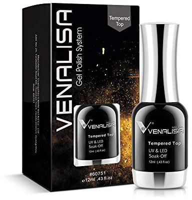 VENALISA Gel Nail Polish 12ml No Wipe Tempered Top Coat Scratch Resistant Long Lasting High Gloss Clear Gel Nail Polish Top Coat 0.43 OZ