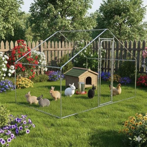 ESTEXO Hühnerstall Stall Kleintierstall Freilaufgehege Gehege Stahlkäfig Voliere Käfig Hühnerhaus Freigehege Auslauf Kaninchenstall (3x6 m)