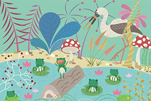 Muralo Fotomural autoadhesivo 180 x 120 cuentos de hadas ranas estanque diversión juego fantasía habitación infantil habitación habitación infantil pared XXL pared 180 cm x altura 120 cm