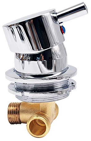 Inverseur de Sortie À 1 Voie Robinet Douche Filetage Vis En Laiton Froid Et Chaud Pour Cabine Taille Trou 50-55, Cartouche Céramique, Double Commande À Poignée Unique