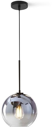 KCO Lighting Mercury Glass Pendant Light Fixtures Mid Century Modern Silver Kitchen Island Pendant Lights Ceiling Hanging Black Large Globe Pendant Light for Living Room Dining Room