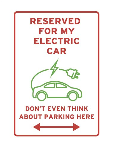 Zukeo Ltd Aluminium Red Electric Vehicle Charging Parking Only Don't Even Think About Parking Here Sign Funny Hilarious Joke Car Reserved Warning EV