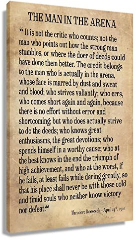 The Man In The Arena Framed Poster Inspirational Wall Art Prints Modern Vintage Pictures Canvas Motivational Quotes Wall Decor For Bedroom Framed (12x18 inch)