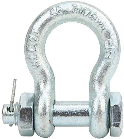 Lifting Shackle, Anchor Shackle Heavy Duty Alloy Steel Galvanized Bow Type with Nut Ship Lifting Machine Parts(2T)