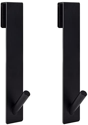 MoonSing Crochets de Porte de Douche, Crochets de Suspension pour Serviettes Sans Perçage, Accroche Serviette avec Couches en Mousse pour Porte de Salle de Bain en Verre Sans Cadre, Noir (2pcs)
