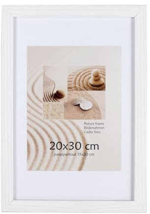 Holz Bilderrahmen Plexi Lifestyle Foto Rahmen Collage Wanddeko Poster HR25: Farbe: Weiß | Format: 20x30
