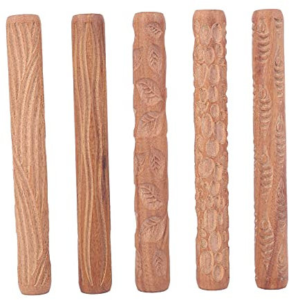 BEIEM 5 Stücke Töpfer Werkzeuge Hand Rollen für Ton Ton Stempel Ton Roller