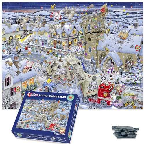 Mike Jupp Jigsaw Puzzles - I Love Christmas - 1000 Piece Jigsaw Puzzle For Adults | Made In Britain | 66cm X 50cm