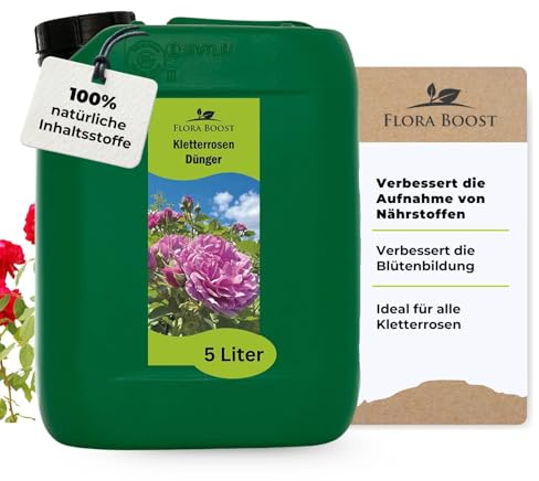 Konfitee Kletterrosen Dünger Flora Boost 5000ml I Für bis zu 1000L Gießwasser I Langzeit Blumendünger für Rosen I Flüssiger Blatt- & Wurzeldünger I 100% natürlicher Pflanzendünger