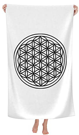 Strandtuch Blume des Lebens Heilige Geometrie Weiches Mikrofaser Stranddecke Pflegeleicht Handtuch Für Camping Picknicks Outdoor 80X130Cm