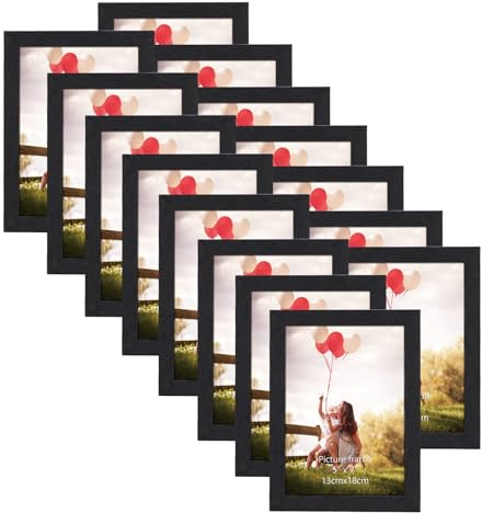 HORLIMER 5x7 Picture Frame Set of 15, Black Picture Frames Display 5 by 7 Photo for Wall or Tabletop