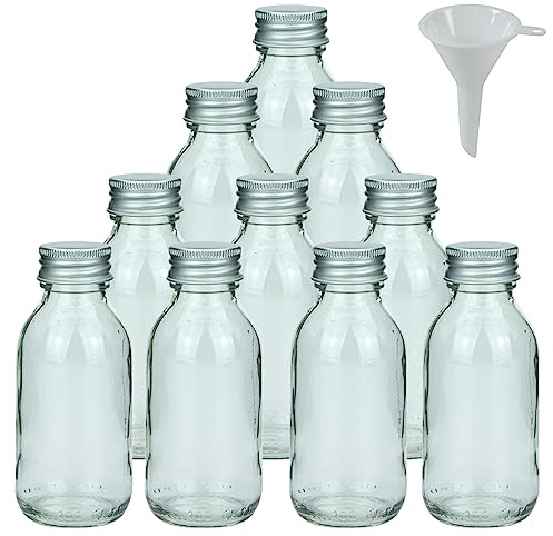 mikken 10 piccole bottiglie di vetro da 100 ml per liquore + 1 imbuto