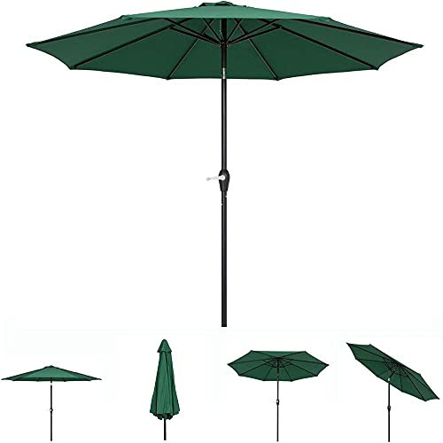 Parasols de jardin Parasol de jardin 9 pieds Parasol de plage pliable Parasol avec 8 nervures robustes Parasol de terrasse extérieur avec mécanisme d'inclinaison Auvent étanche Pare-soleil A