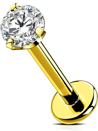 OUFER Threadless Labret Stud Lippenpiercing Gold 6/8/10/12mm Push-In Lip Bars Titan Helix Tragus Ohrring Schmuck 16G
