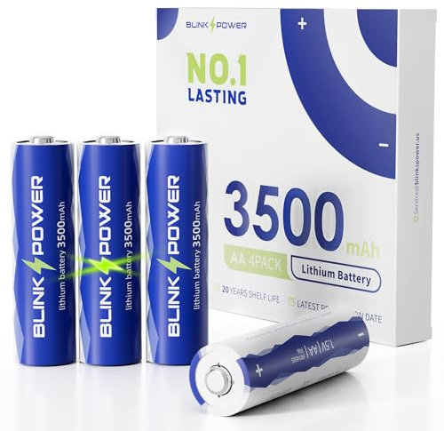 Blinkspower™ Lithium Batteries AA 4 Pack, 3500mAh NO.1 Lasting 1.5V Double A Lithium Battery 【Non-Rechargeable】