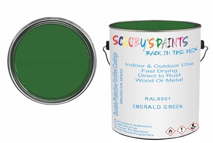 SCOOBYS PAINTS BACK IN THE MIX Anti Rust Direct to Metal Paint Protection prevents Corrosion indoor & Outdoor gloss Finish (250ML Tin, RAL6001 Emerald green)