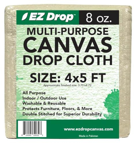 EZ Drop Painter's Canvas Fabric Drop Cloth for Painting (4 ft. x 5 ft.)